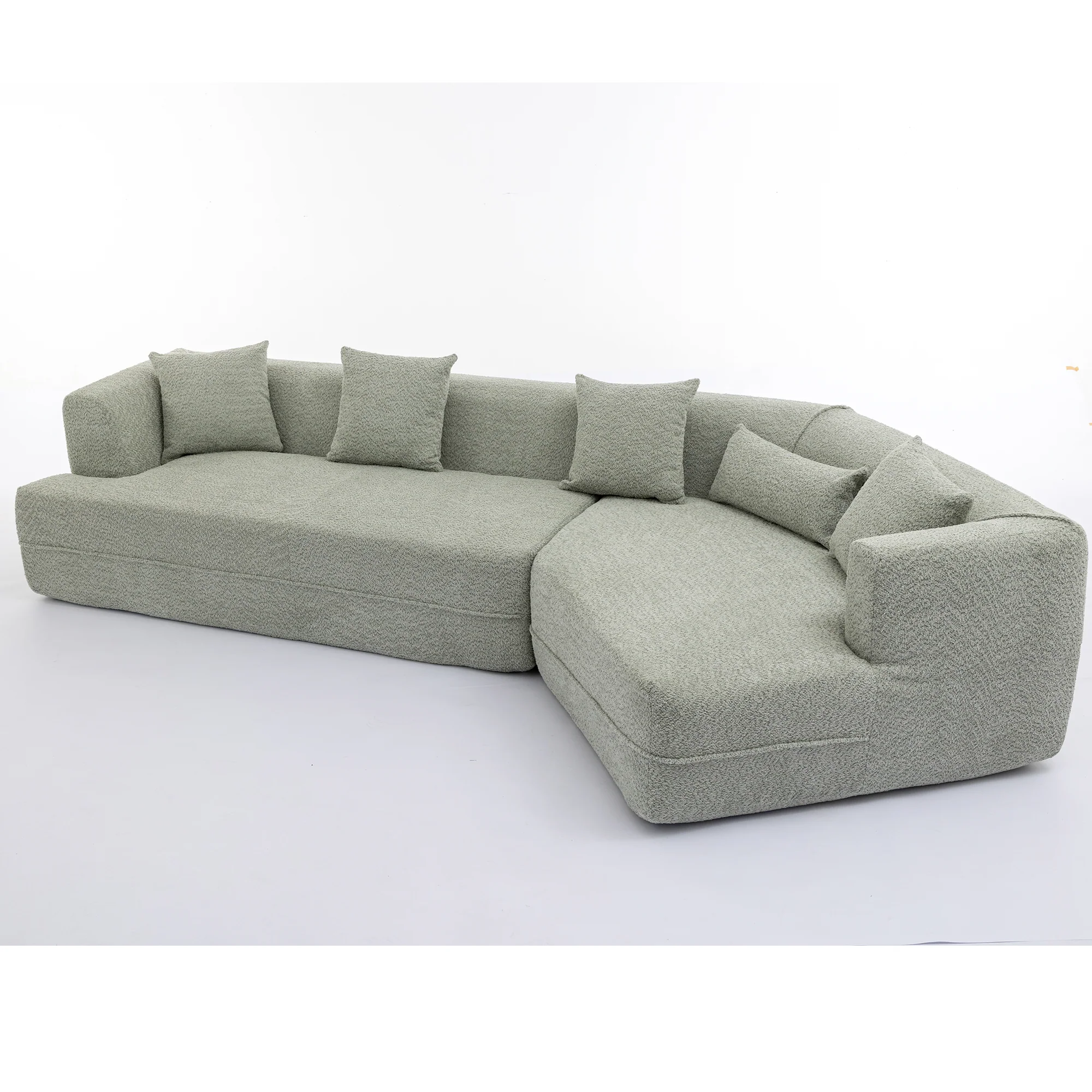 Modular Sofa Modern Minimalist Style Green Upholstered - Image 21