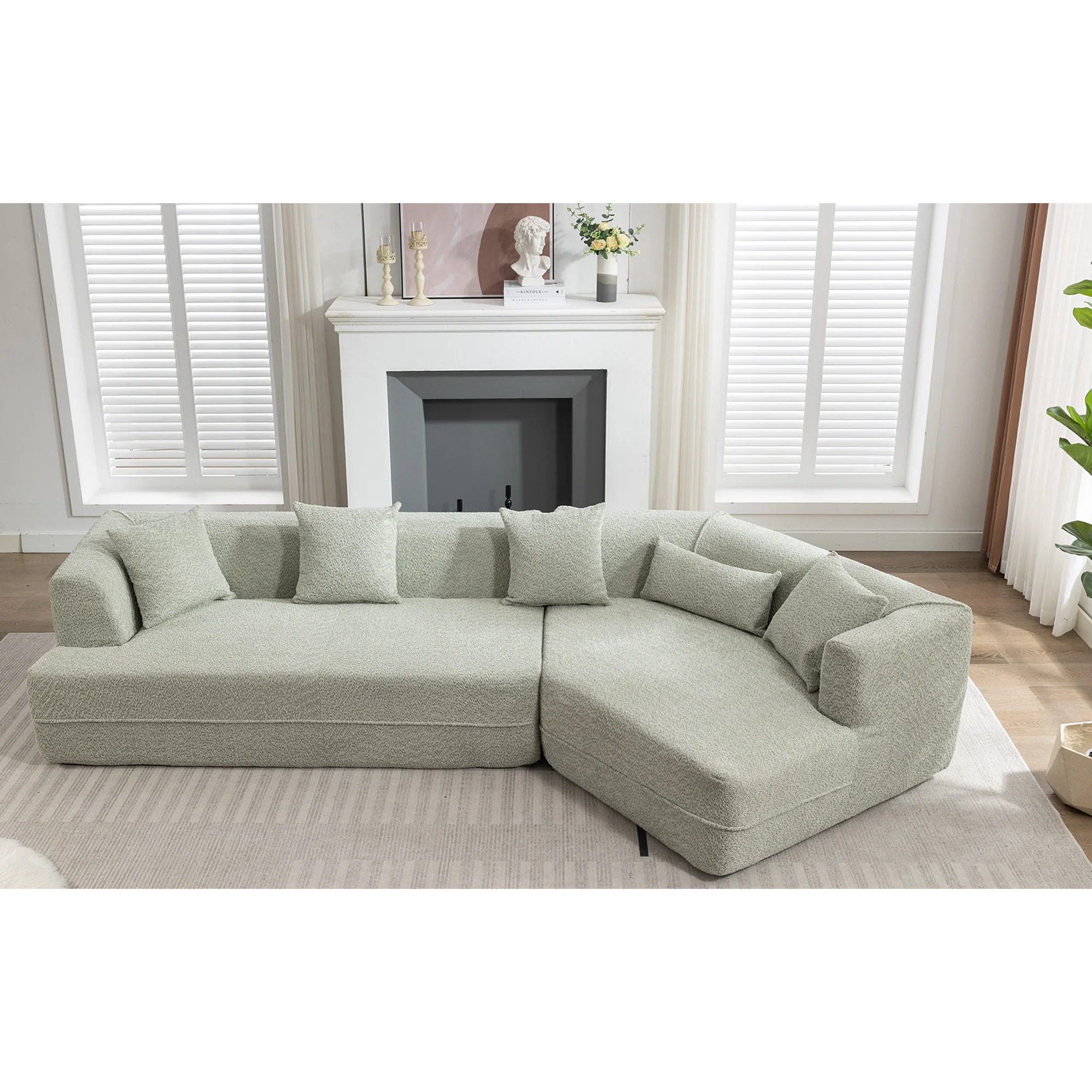 Modular Sofa Modern Minimalist Style Green Upholstered - Image 4
