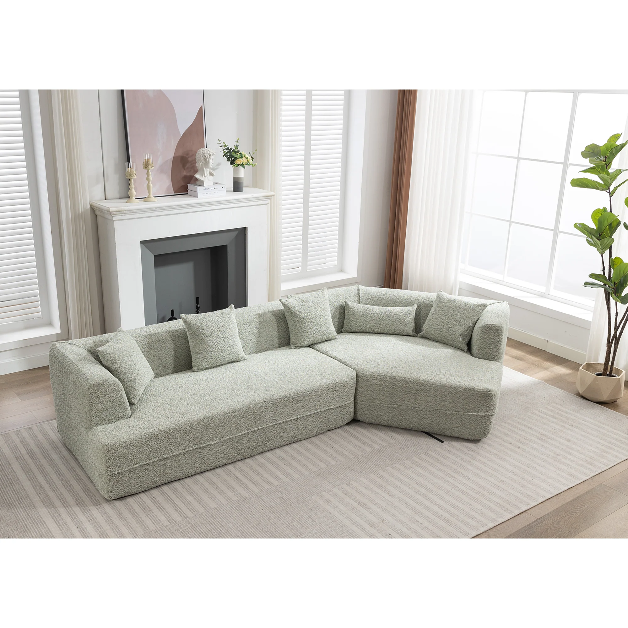 Modular Sofa Modern Minimalist Style Green Upholstered - Image 5