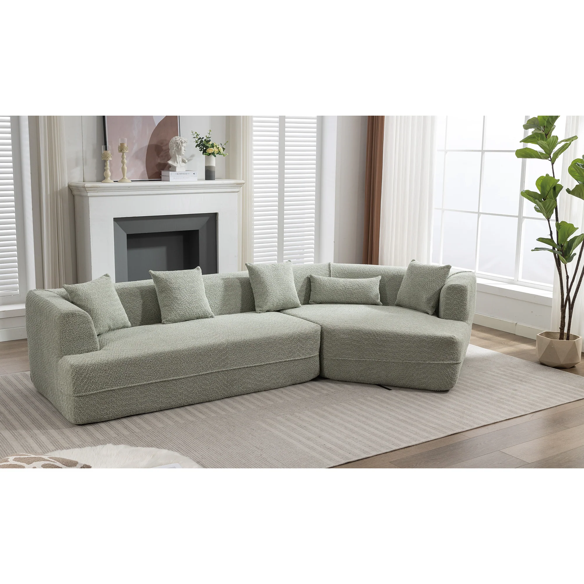 Modular Sofa Modern Minimalist Style Green Upholstered - Image 6