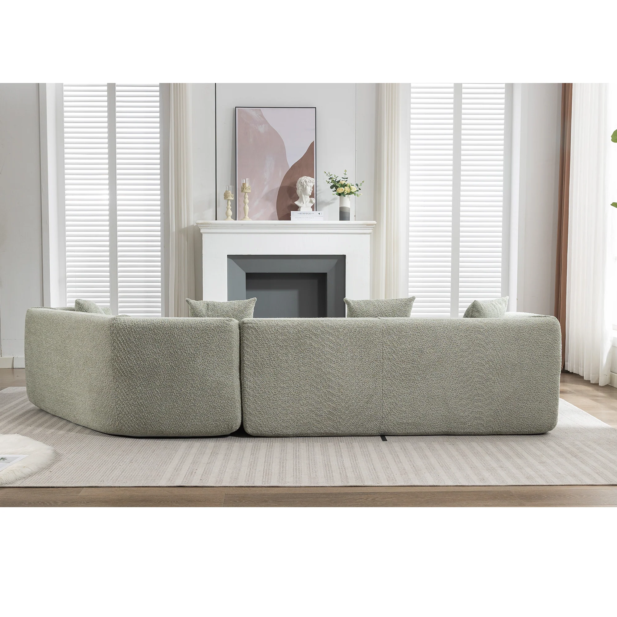 Modular Sofa Modern Minimalist Style Green Upholstered - Image 7