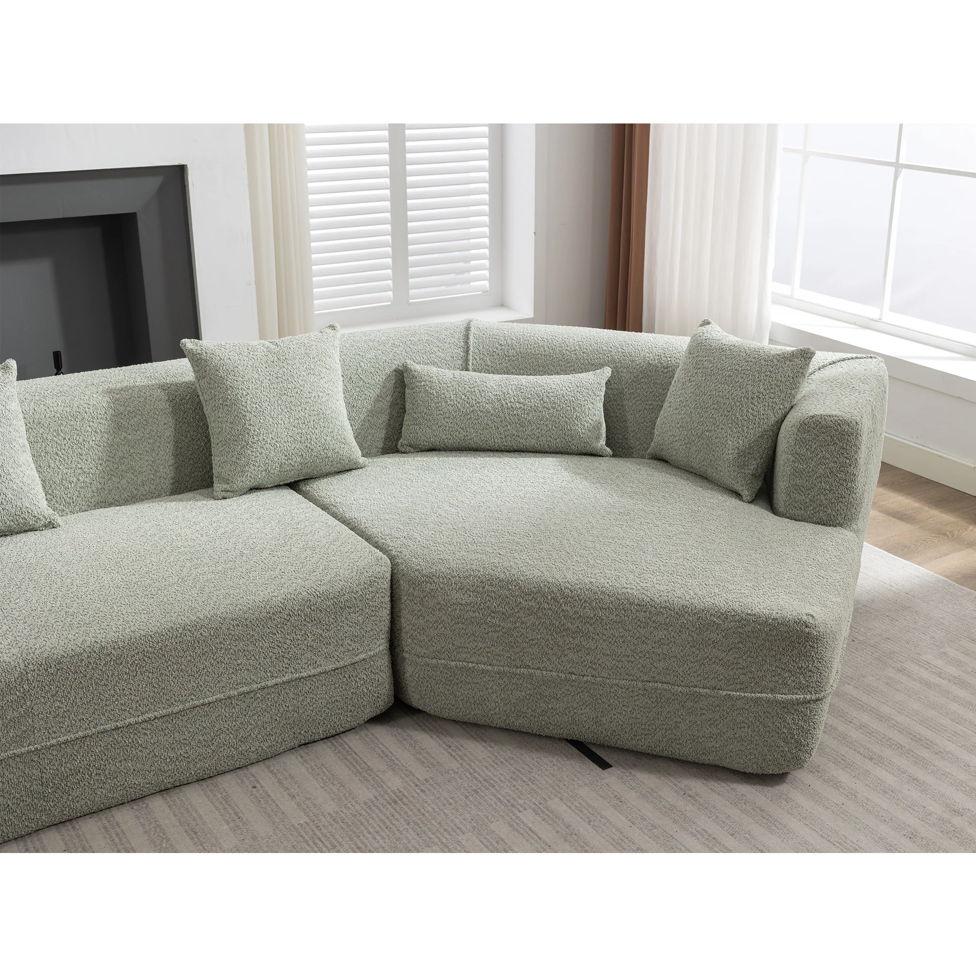 Modular Sofa Modern Minimalist Style Green Upholstered - Image 8