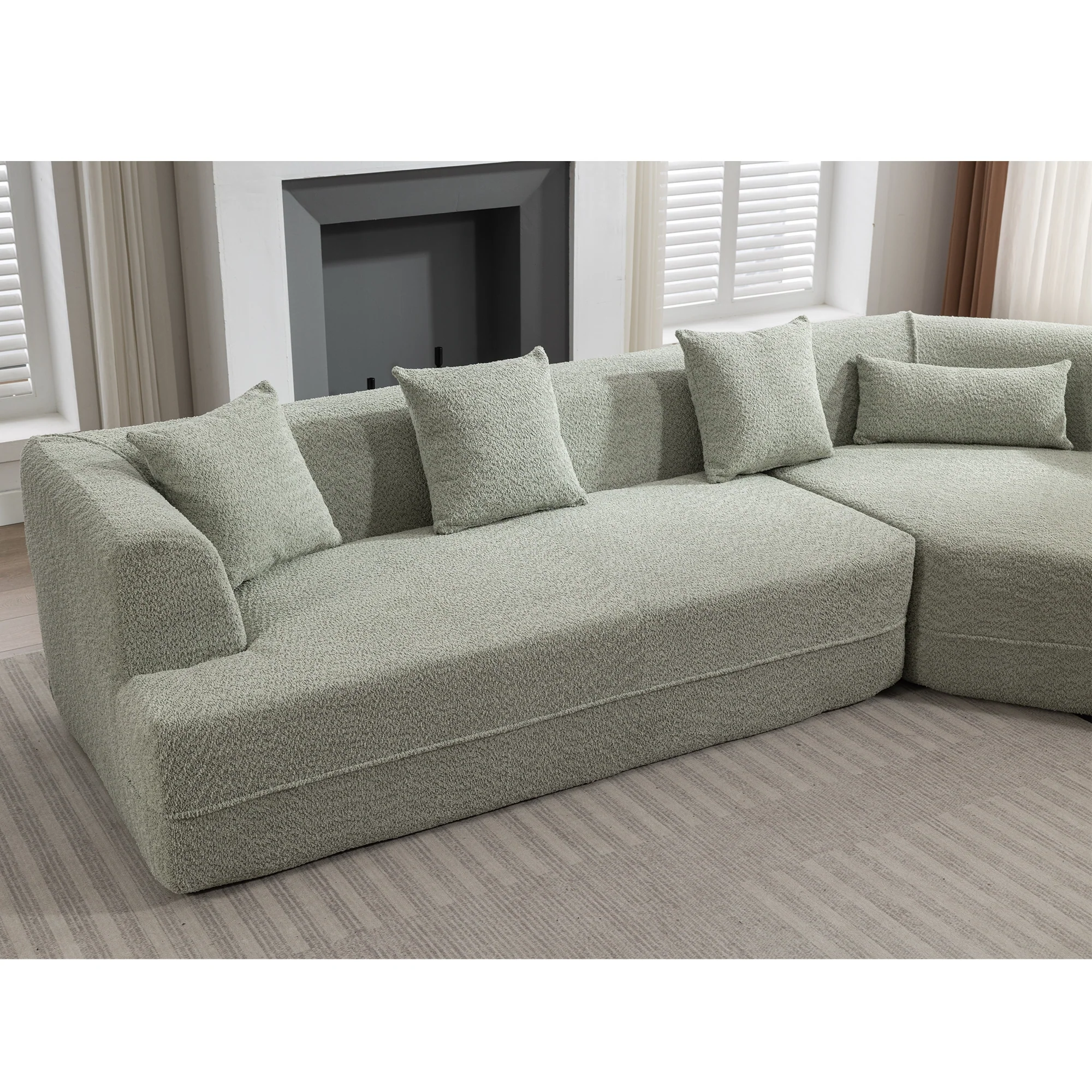Modular Sofa Modern Minimalist Style Green Upholstered - Image 9