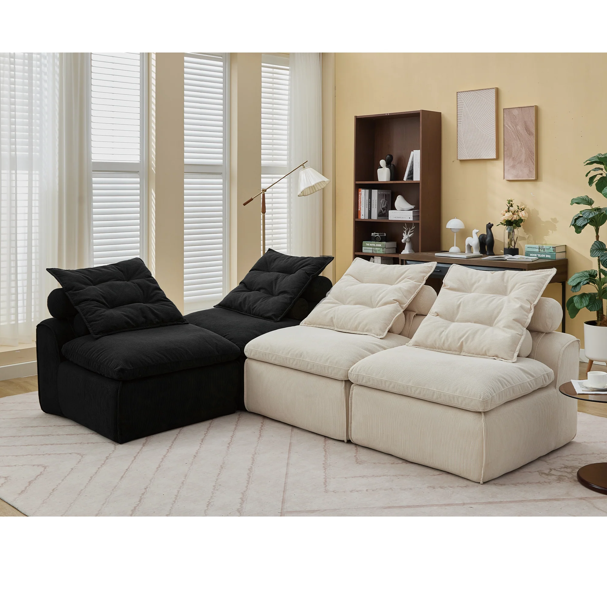 Modular Sofa No Armrests - BeigeBlack - Image 3