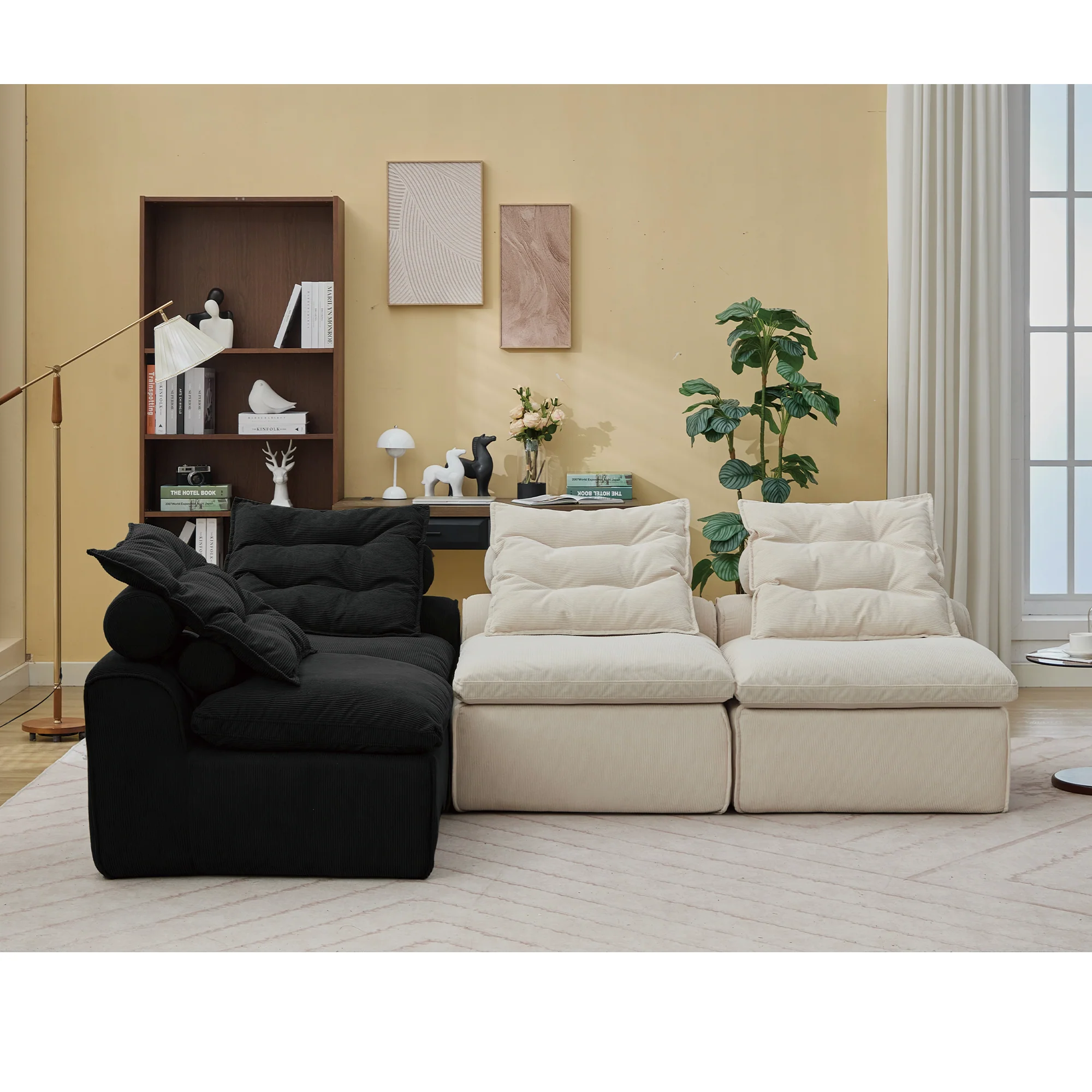 Modular Sofa No Armrests - BeigeBlack - Image 4