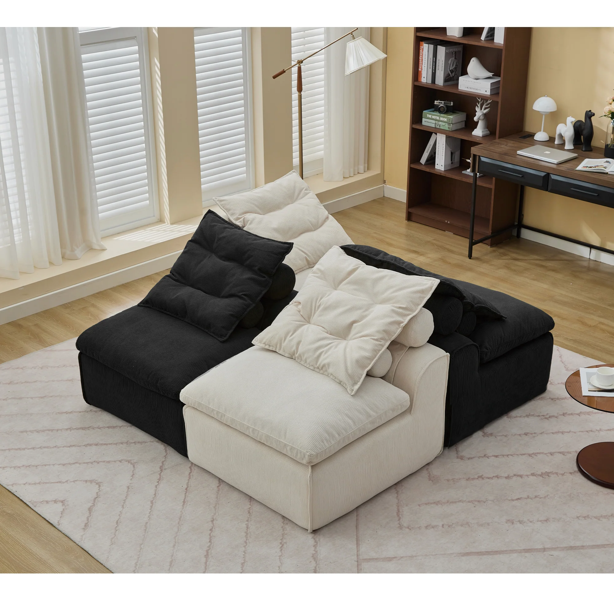 Modular Sofa No Armrests - BeigeBlack - Image 5