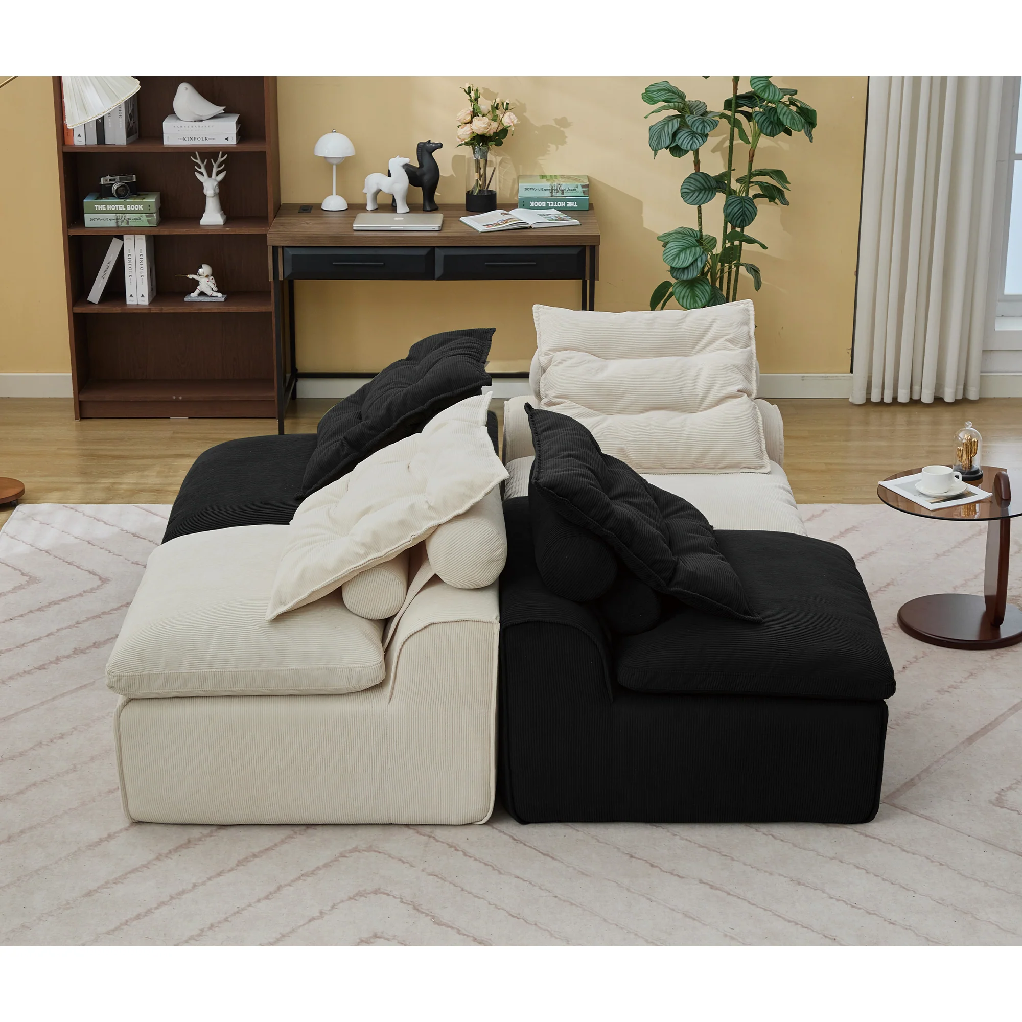 Modular Sofa No Armrests - BeigeBlack - Image 6