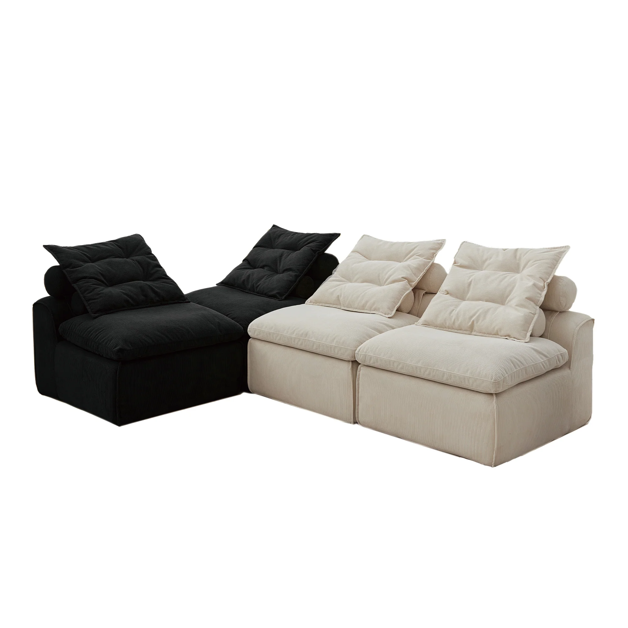 Modular Sofa No Armrests - BeigeBlack - Image 8
