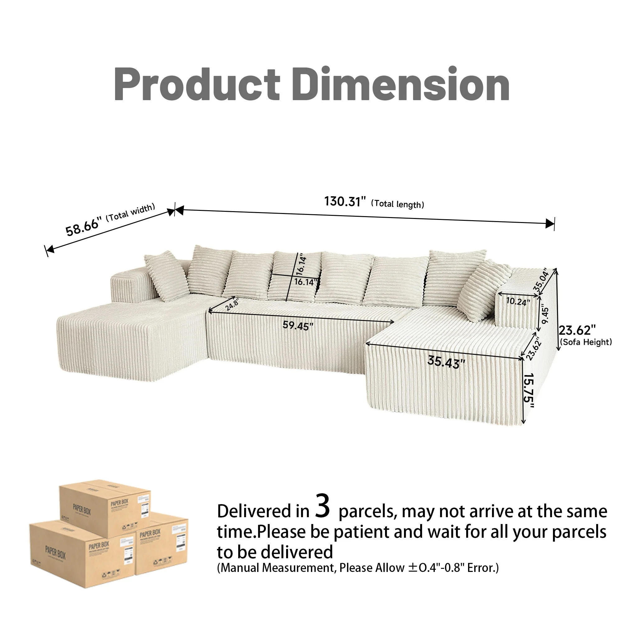 Modular U Shaped Sectional Sofa - Image 3
