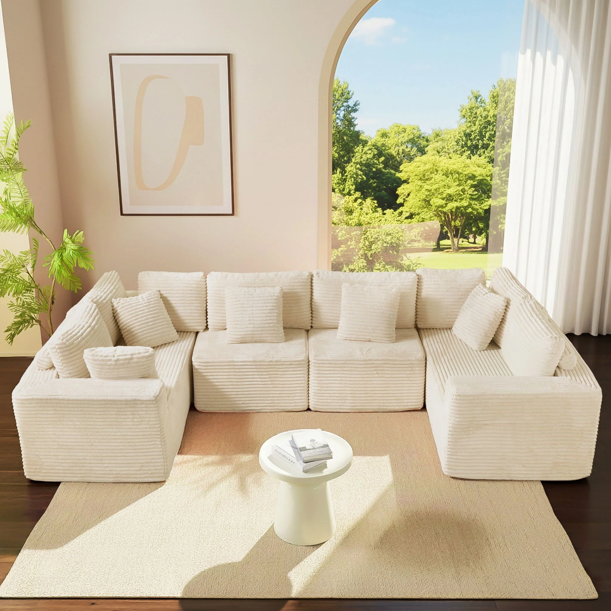Modular U Shaped Sectional Sofa With Reversible Design - Image 2