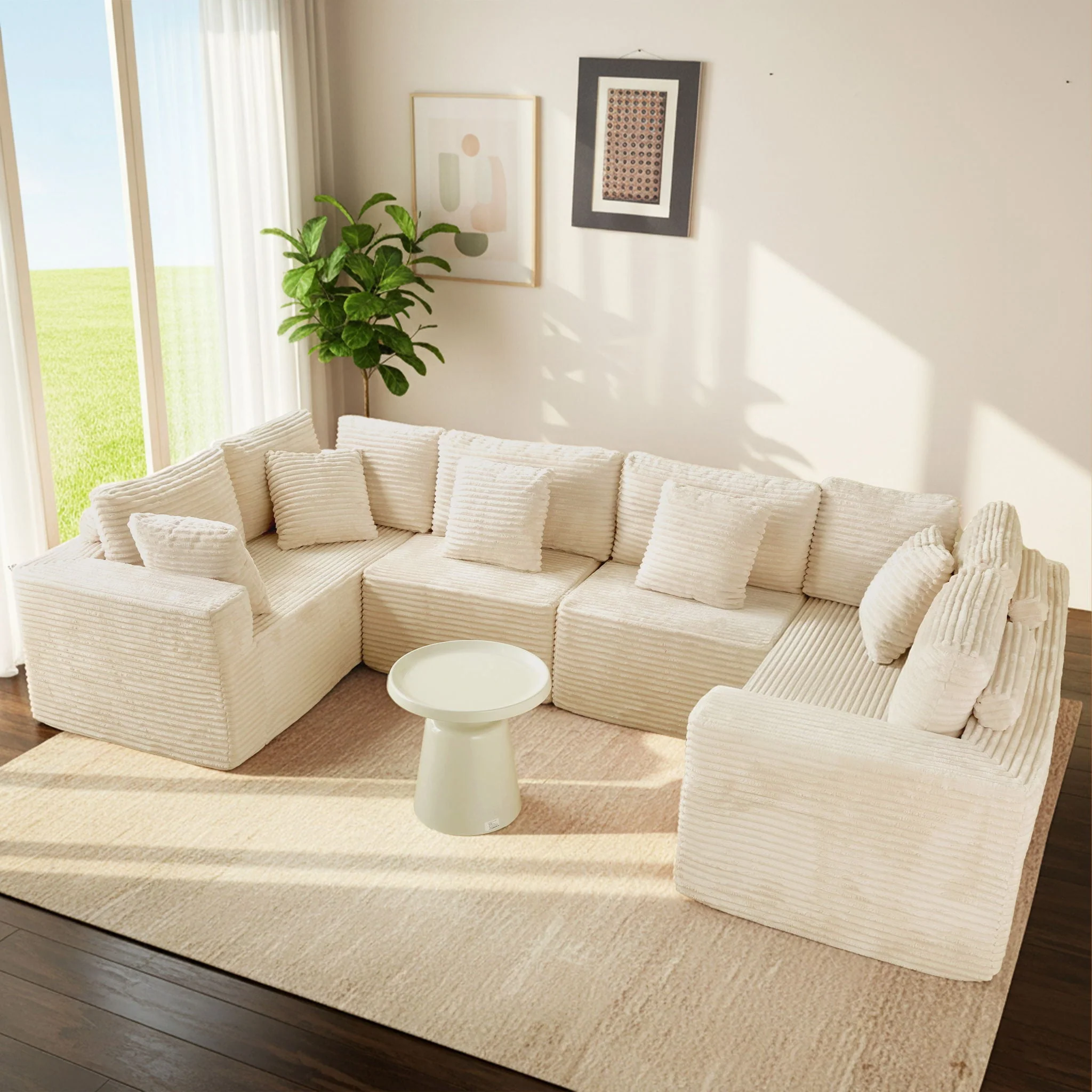 Modular U Shaped Sectional Sofa With Reversible Design - Image 3