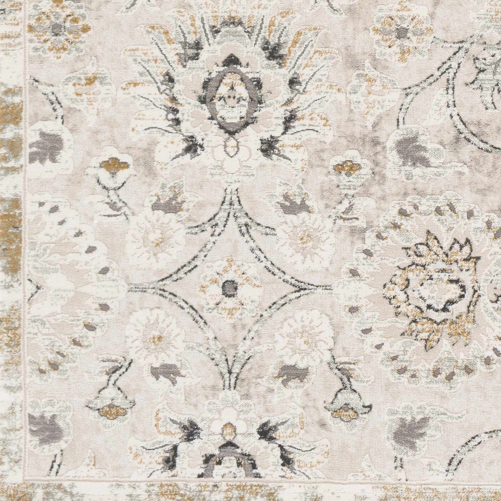 Moelfre Neutral Damask Area Rug - Image 4