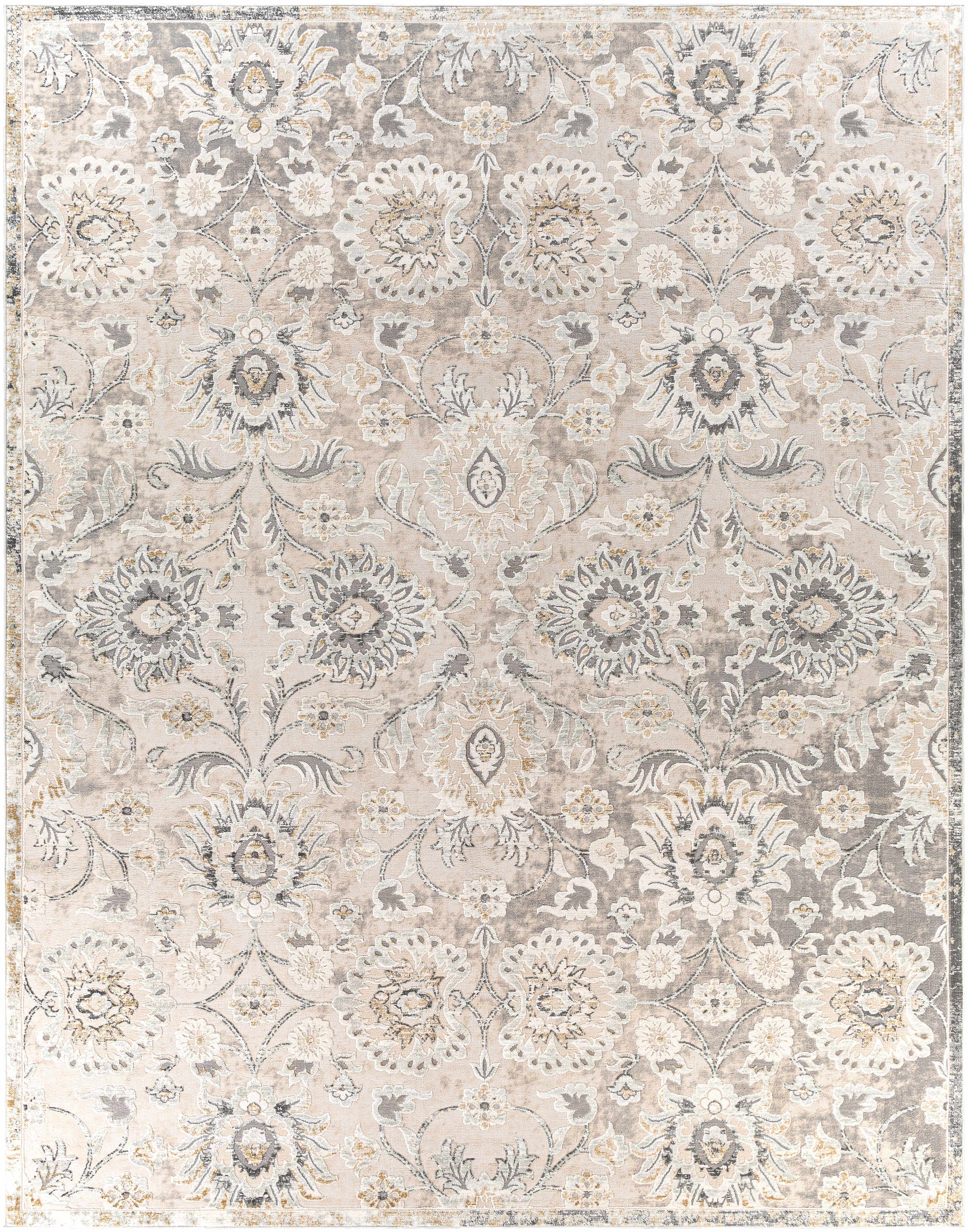 Moelfre Neutral Damask Area Rug - Image 6