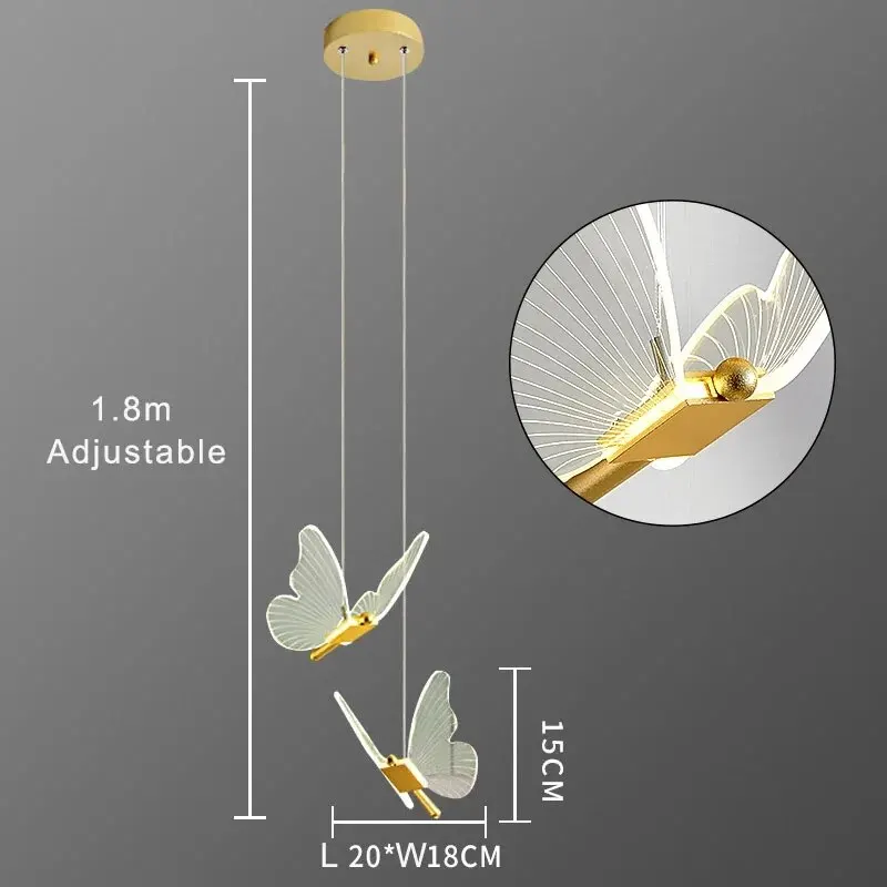 Moktan Sabai Nordic Butterfly LED Pendant Lamp – Modern Bedroom Ceiling Light - Image 12