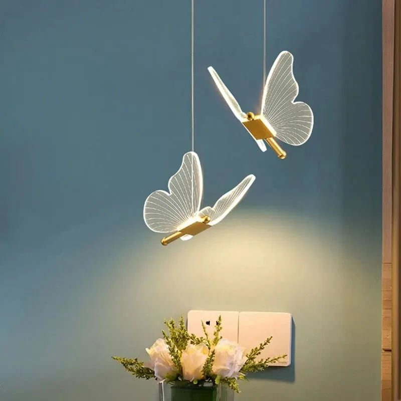 Moktan Sabai Nordic Butterfly LED Pendant Lamp – Modern Bedroom Ceiling Light - Image 3