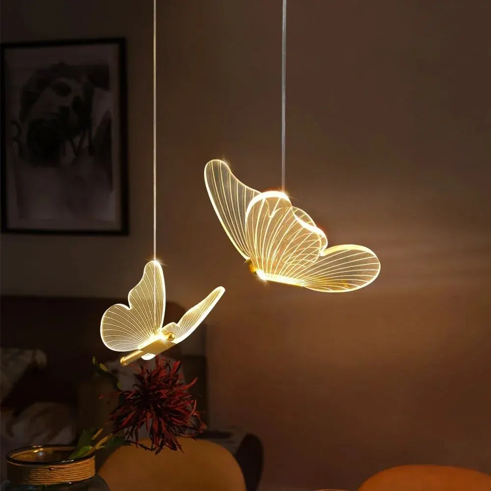 Moktan Sabai Nordic Butterfly LED Pendant Lamp – Modern Bedroom Ceiling Light - Image 6