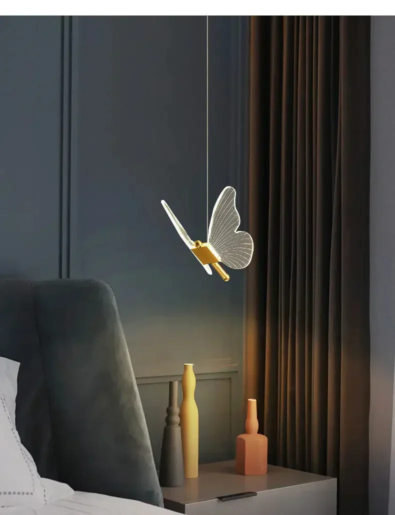 Moktan Sabai Nordic Butterfly LED Pendant Lamp – Modern Bedroom Ceiling Light - Image 7