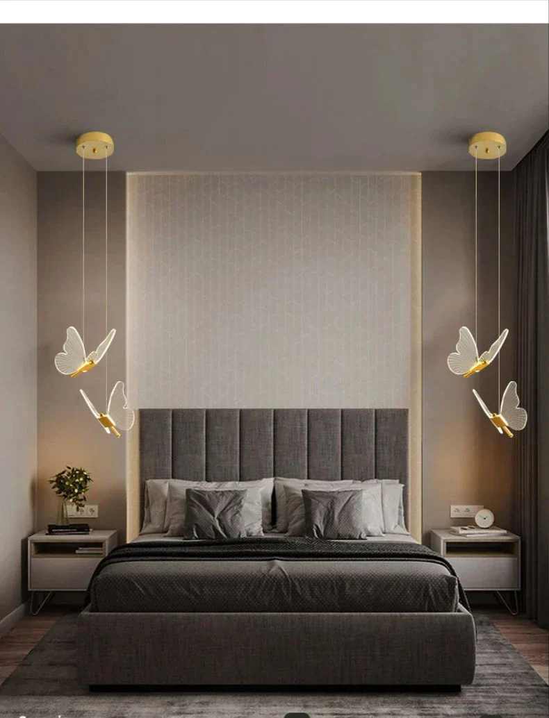 Moktan Sabai Nordic Butterfly LED Pendant Lamp – Modern Bedroom Ceiling Light - Image 9
