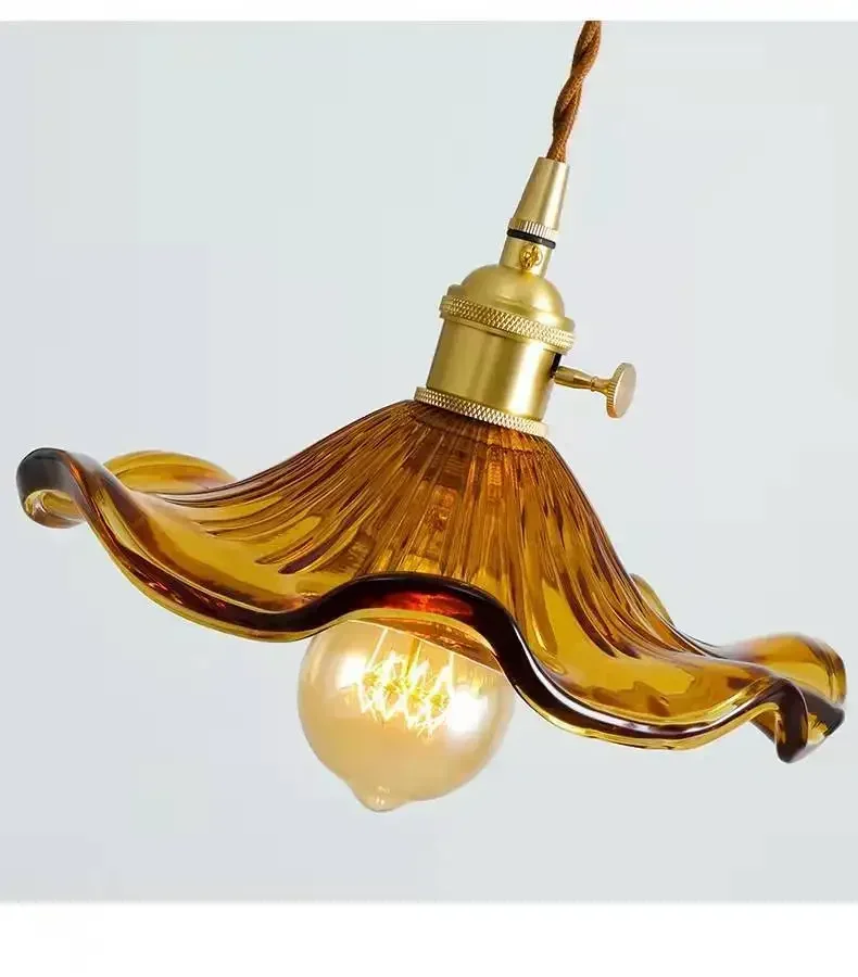 Moktan Sabai Nordic LED Pendant Light – Colorful Glass Copper Hanging Lamp - Image 9