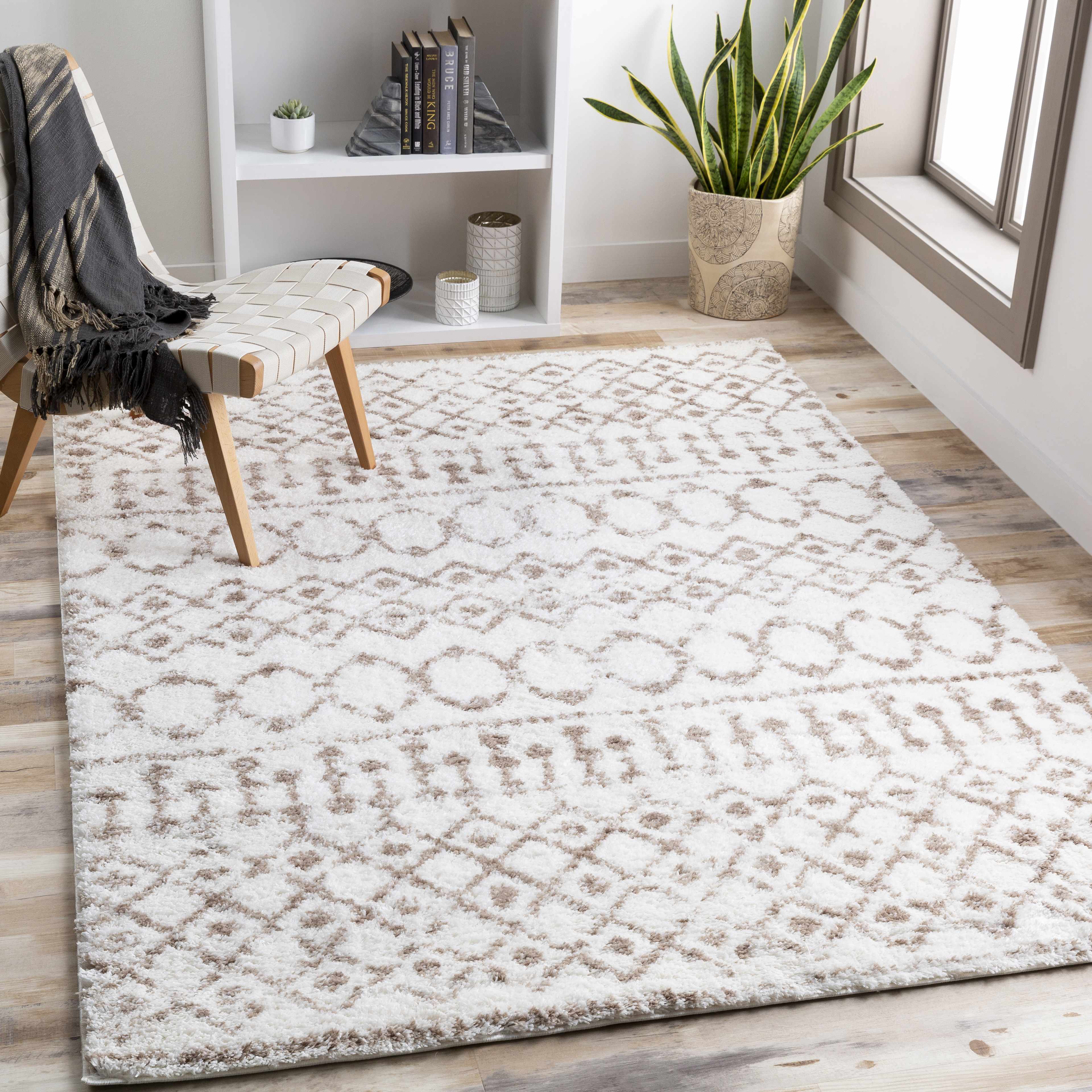 Monarch Cream&Tan Trellis Plush Rug - Image 2