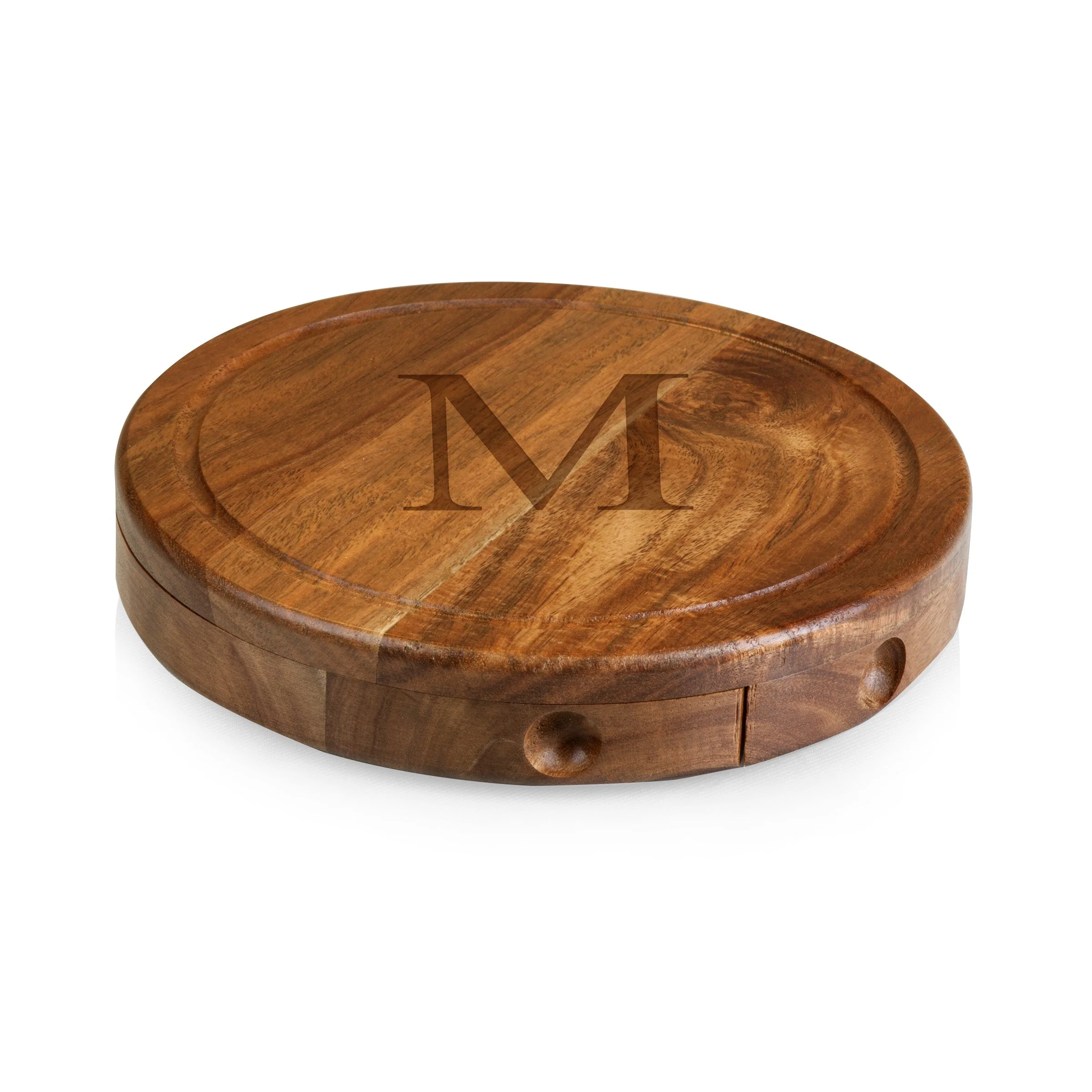 Monogram - Acacia Brie Cheese Cutting Board & Tools Set - Image 33