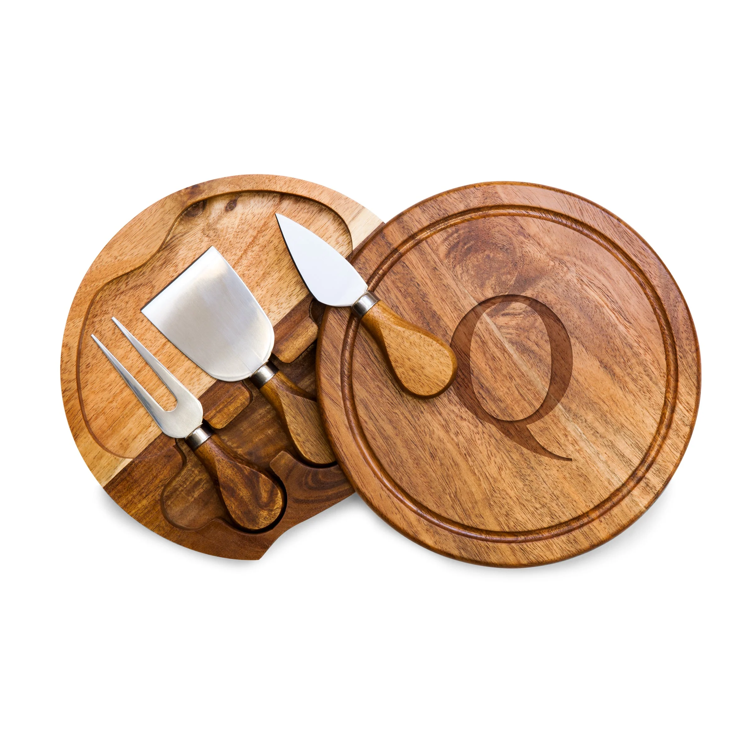 Monogram - Acacia Brie Cheese Cutting Board & Tools Set - Image 44