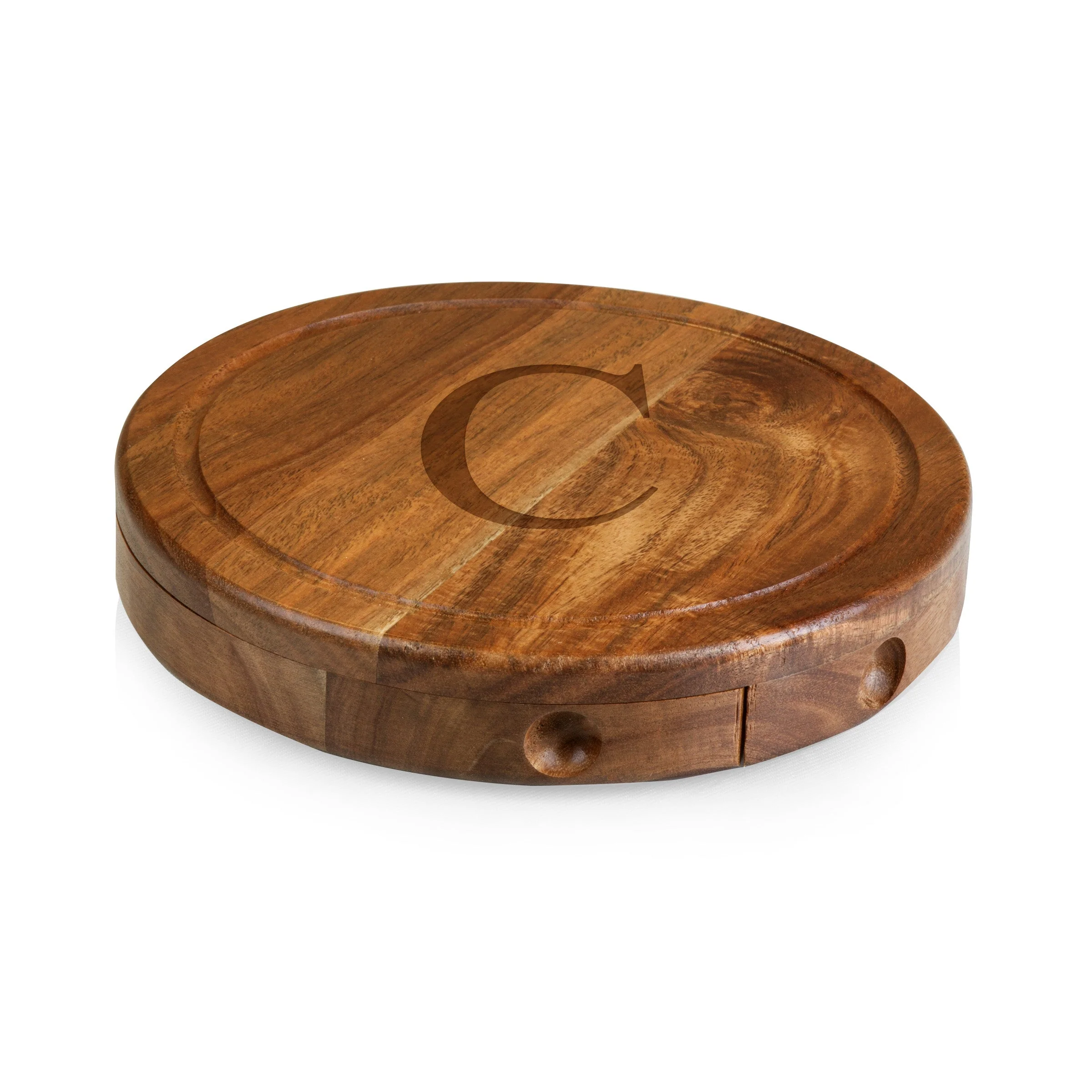 Monogram - Acacia Brie Cheese Cutting Board & Tools Set - Image 76
