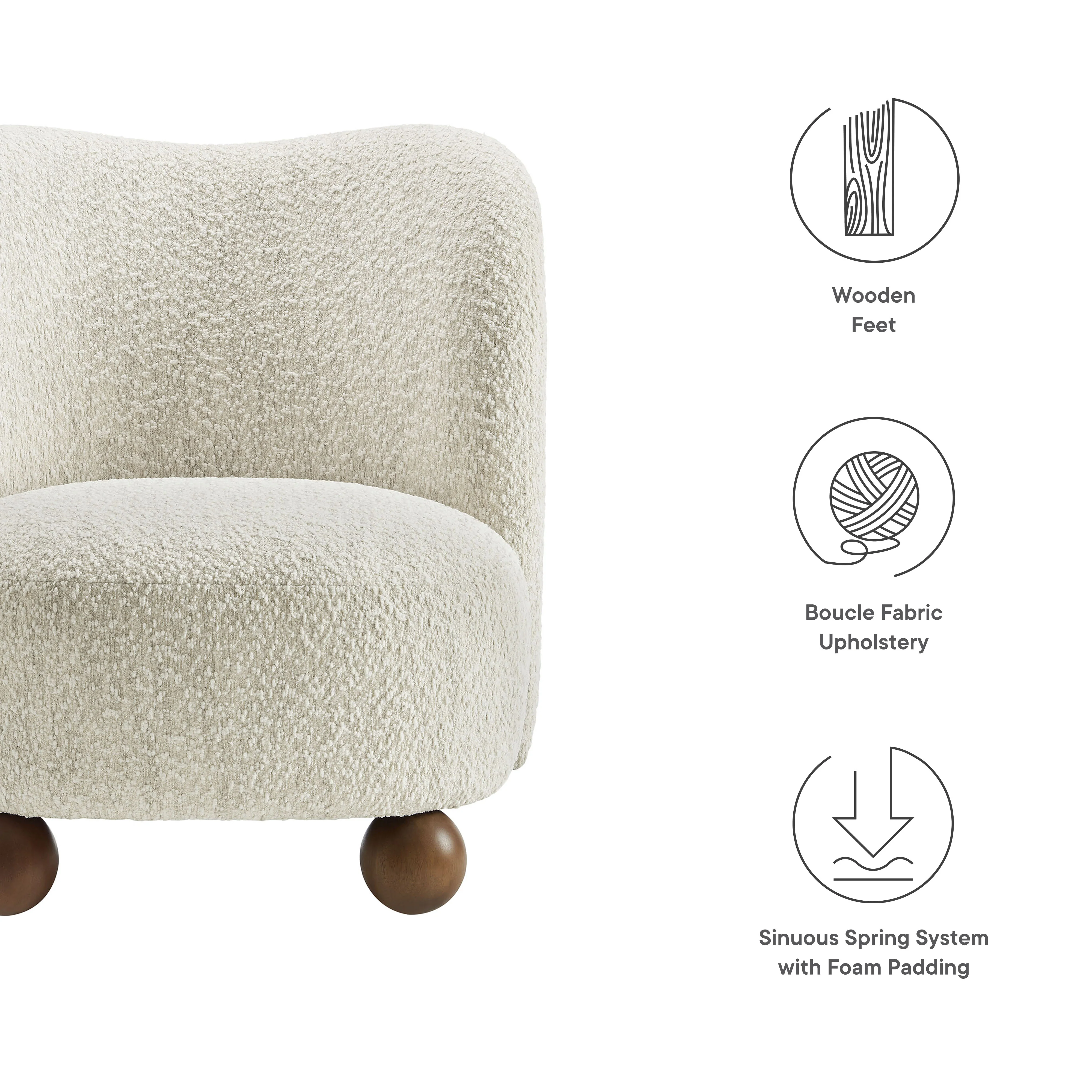 Monroe Boucle Fabric Accent Chair by Modway - Image 3