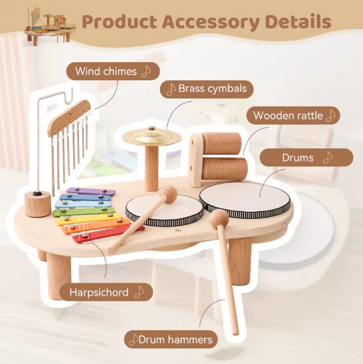 Montessori Baby Music Table Wooden Xylophone Educational Toy Gift - Image 3