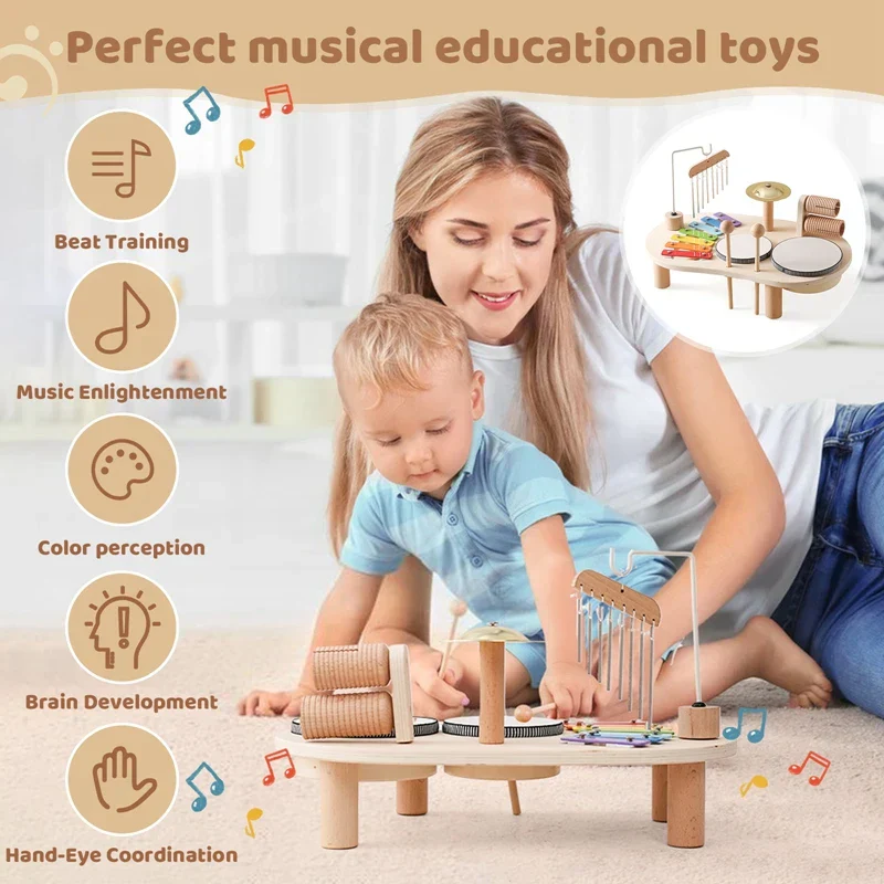 Montessori Baby Music Table Wooden Xylophone Educational Toy Gift - Image 4