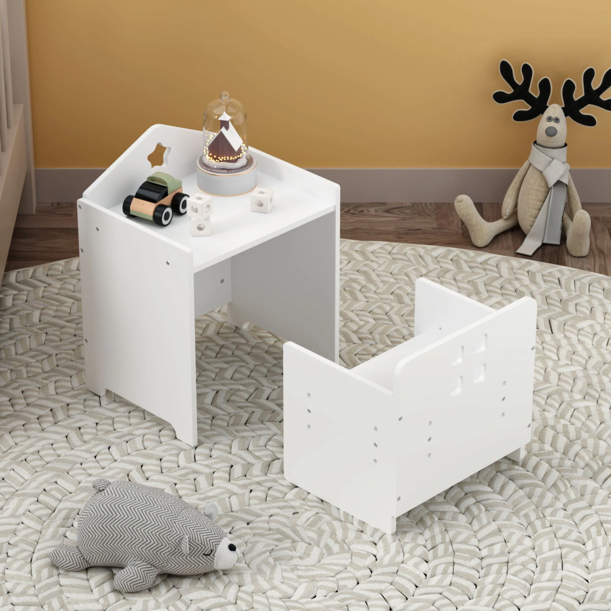 Montessori Weaning Table And Chair Set, Toddler Table With Adjustable Height - White - Image 2