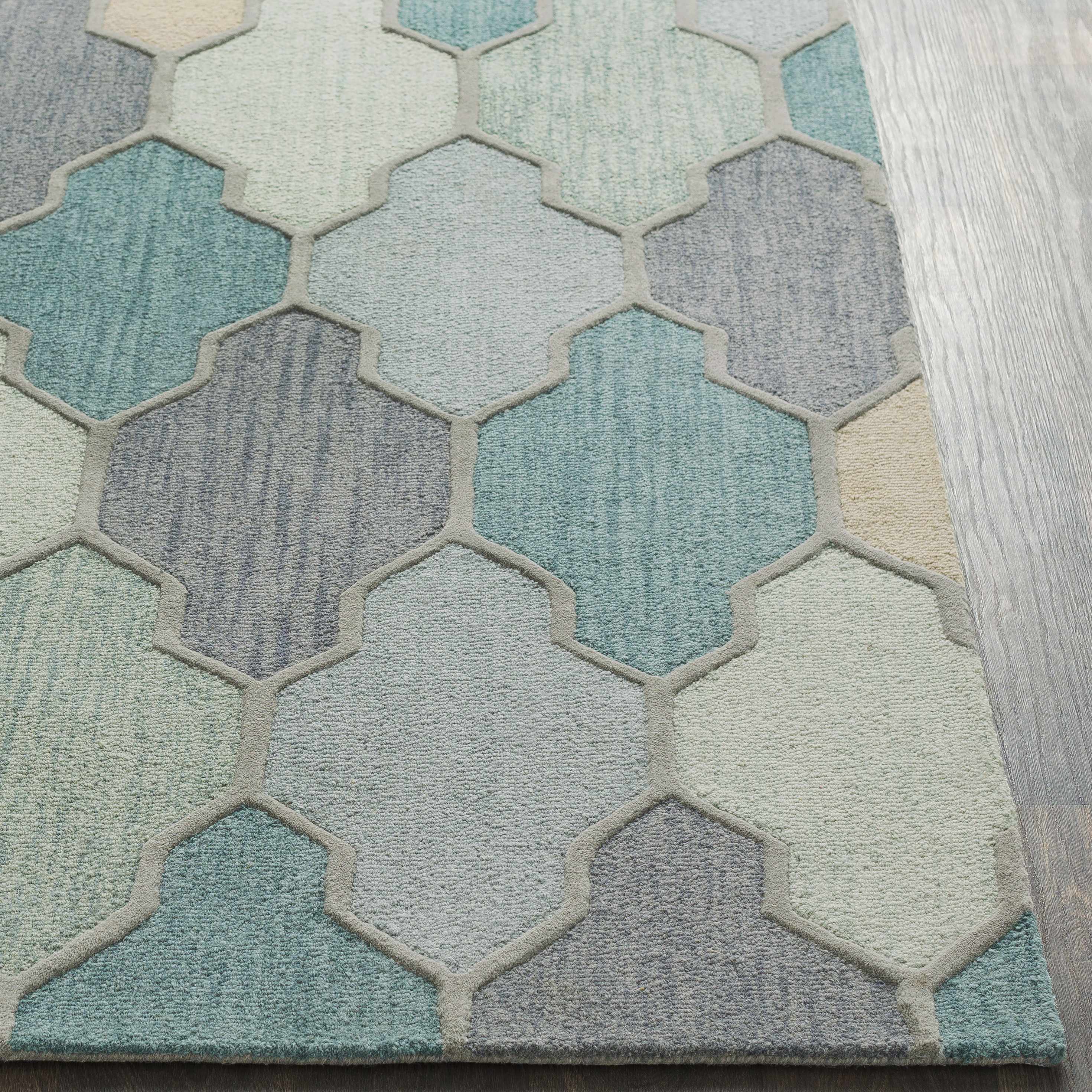 Monteview Sage&Teal Geometric Wool Rug - Clearance - Image 10