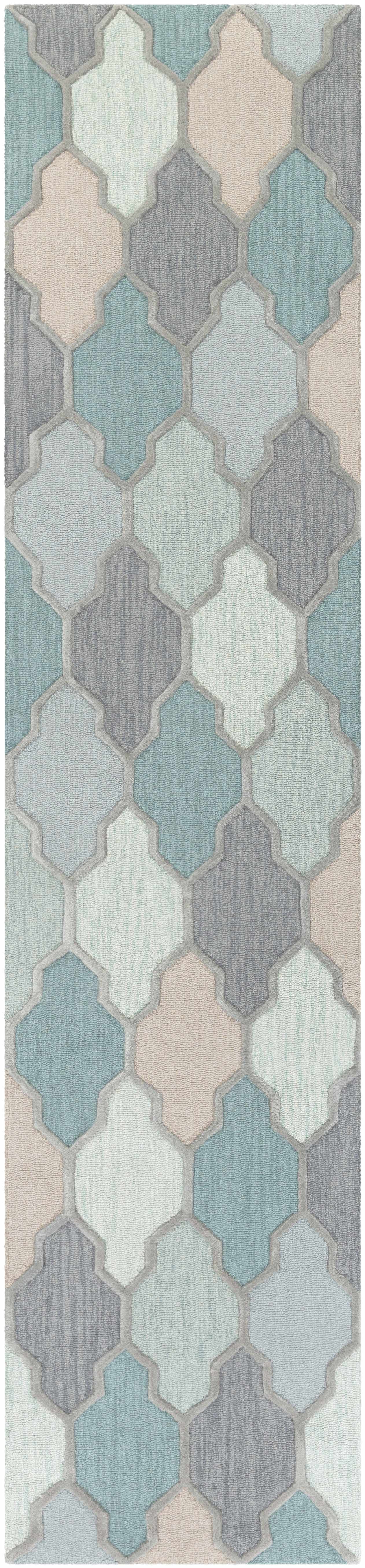 Monteview Sage&Teal Geometric Wool Rug - Clearance - Image 3