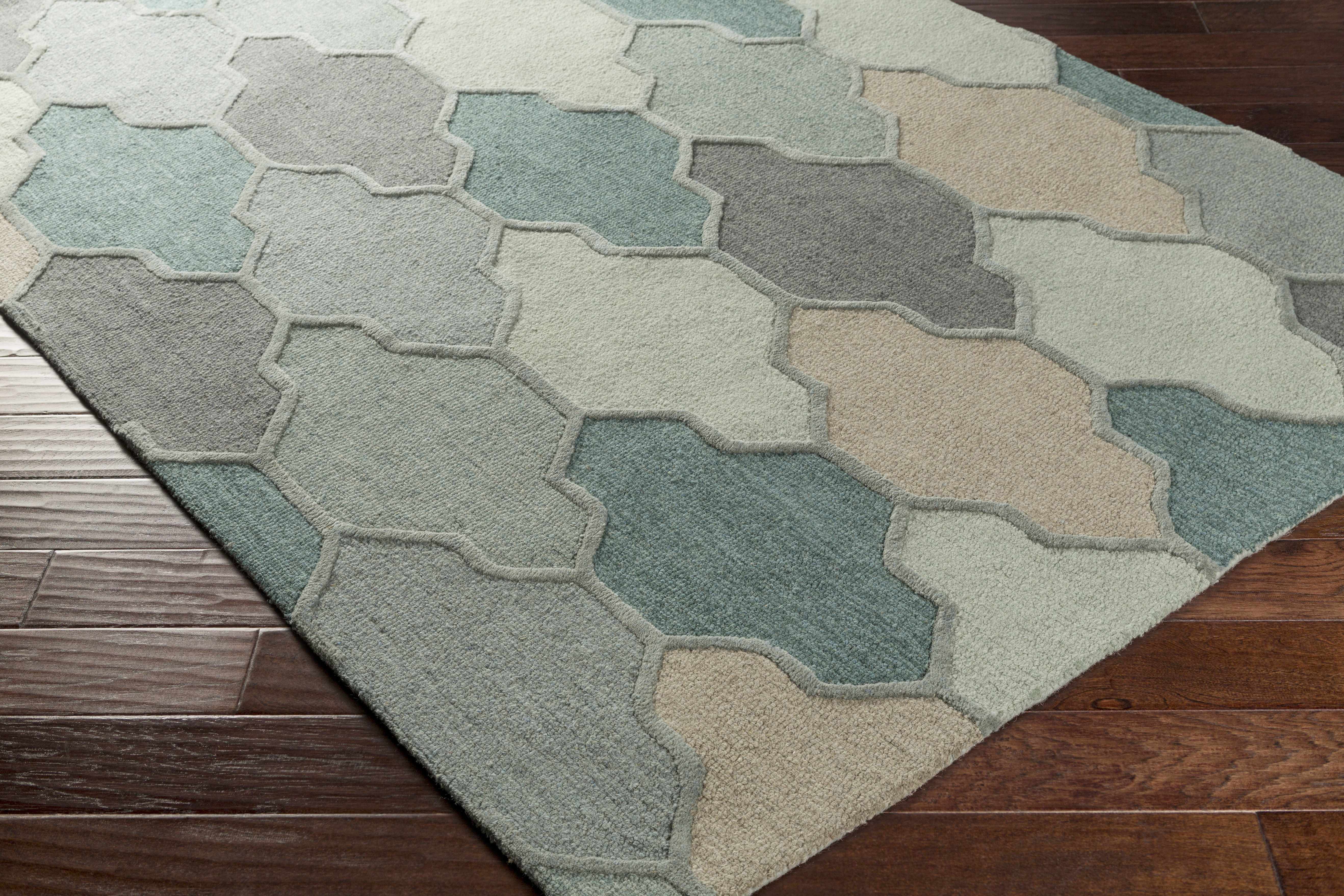 Monteview Sage&Teal Geometric Wool Rug - Clearance - Image 9
