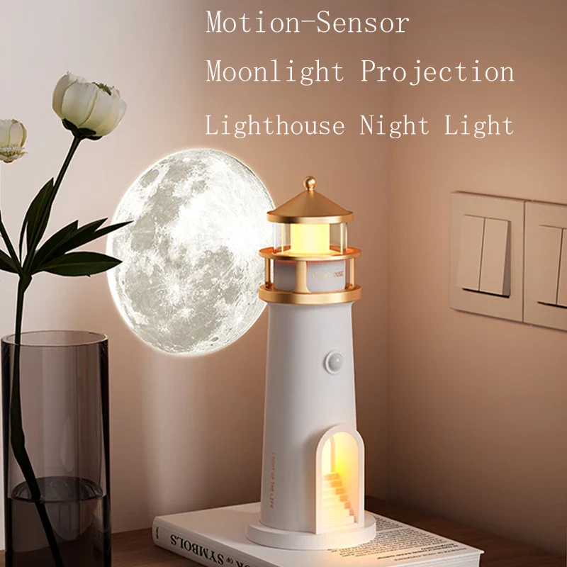 Moon Lamp Projection Lighthouse Night Light Bluetooth Music Remote Control Ambient Lamp - Image 3