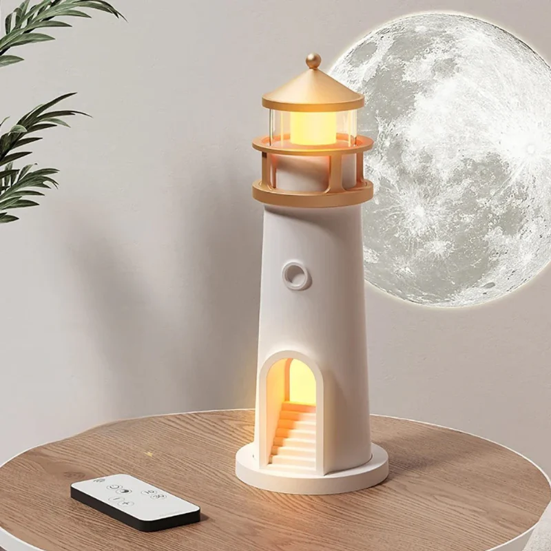 Moon Projection Night Light Lighthouse Lamp Motion Sensor Dimmable Bluetooth Gift - Image 10