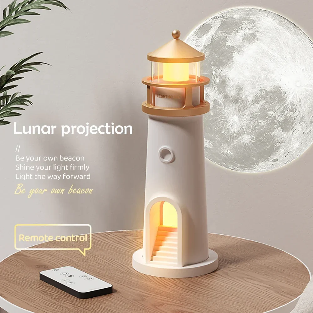 Moon Projection Night Light Lighthouse Lamp Motion Sensor Dimmable Bluetooth Gift - Image 4