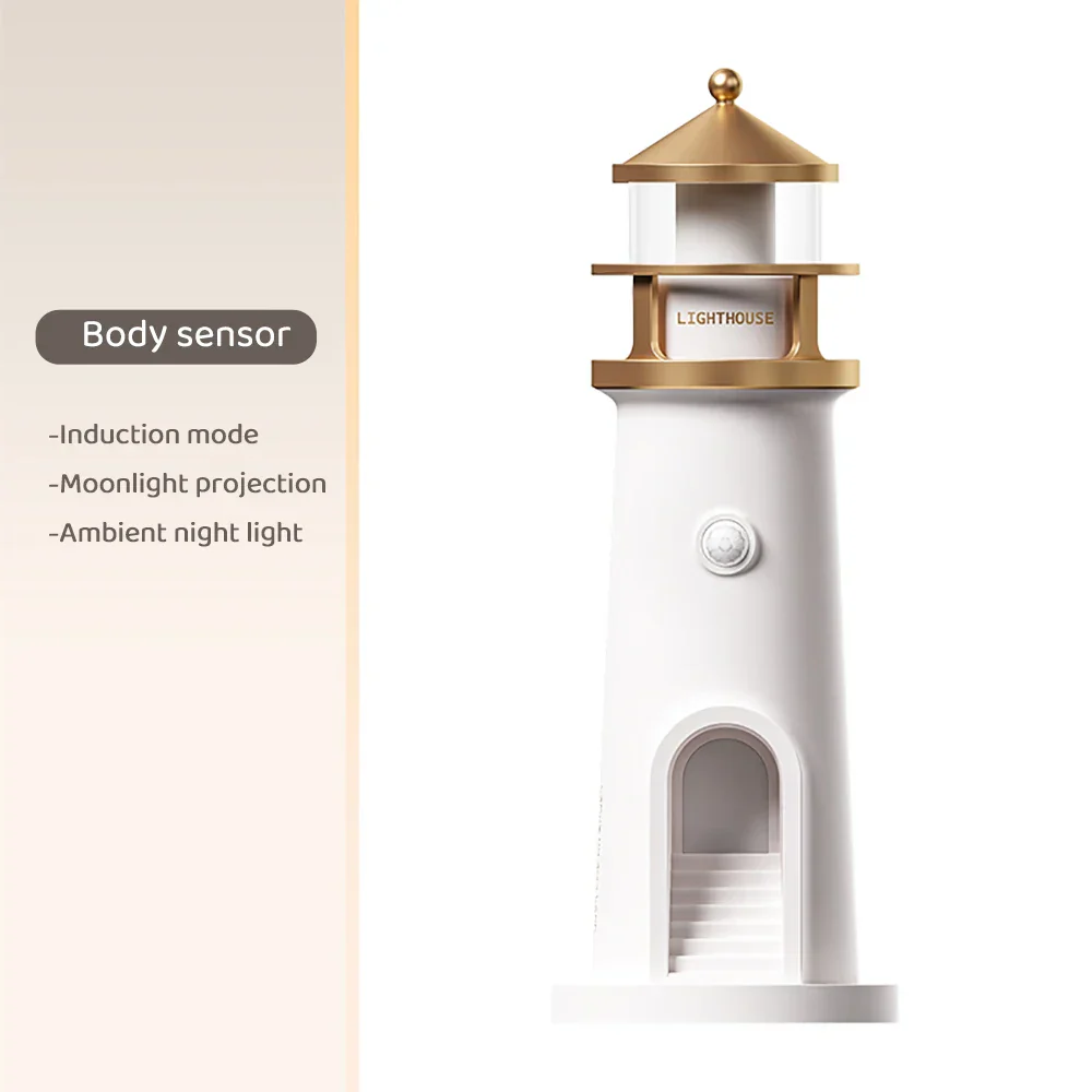 Moon Projection Night Light Lighthouse Lamp Motion Sensor Dimmable Bluetooth Gift - Image 8