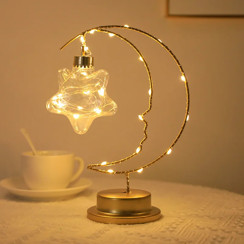 Moon Star LED Night Light Heart Iron Decor Indoor Lamp Gift Bedroom Ornament - Image 4