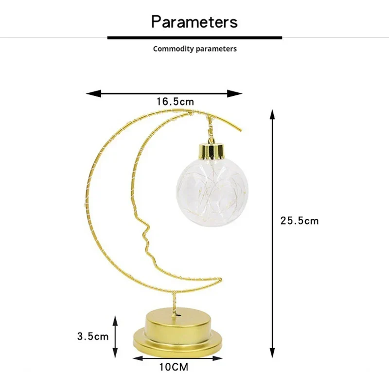 Moon Star LED Night Light Heart Iron Decor Indoor Lamp Gift Bedroom Ornament - Image 5