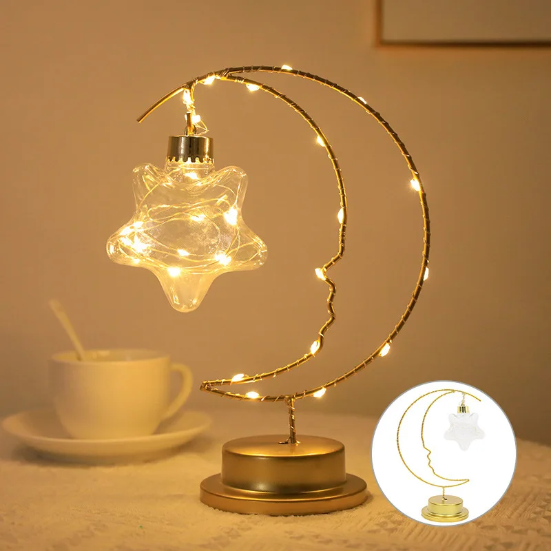 Moon Star LED Night Light Heart Iron Decor Indoor Lamp Gift Bedroom Ornament - Image 8