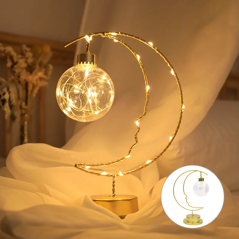 Moon Star LED Night Light Heart Iron Decor Indoor Lamp Gift Bedroom Ornament - Image 9