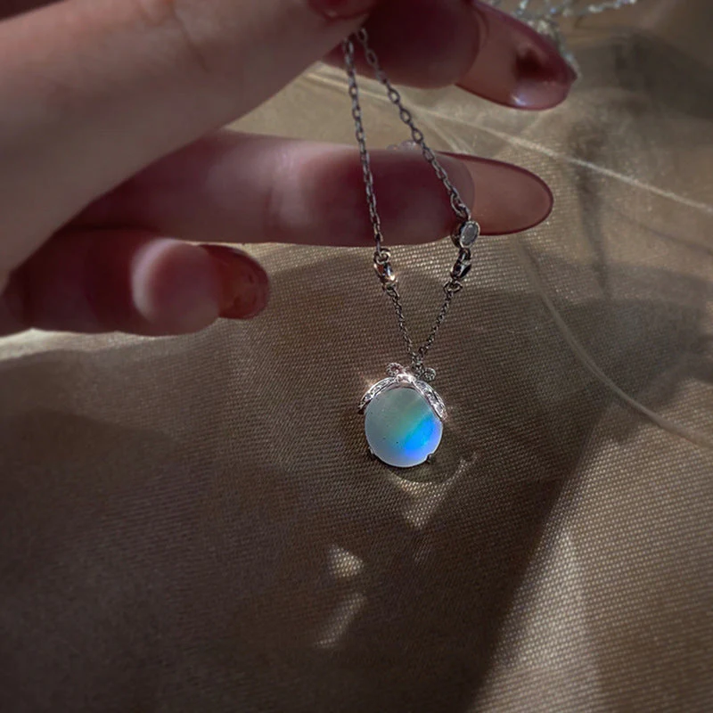 Moonstone Firefly Pendant Necklace Sterling Silver Handmade Gemstone Necklace - Image 3