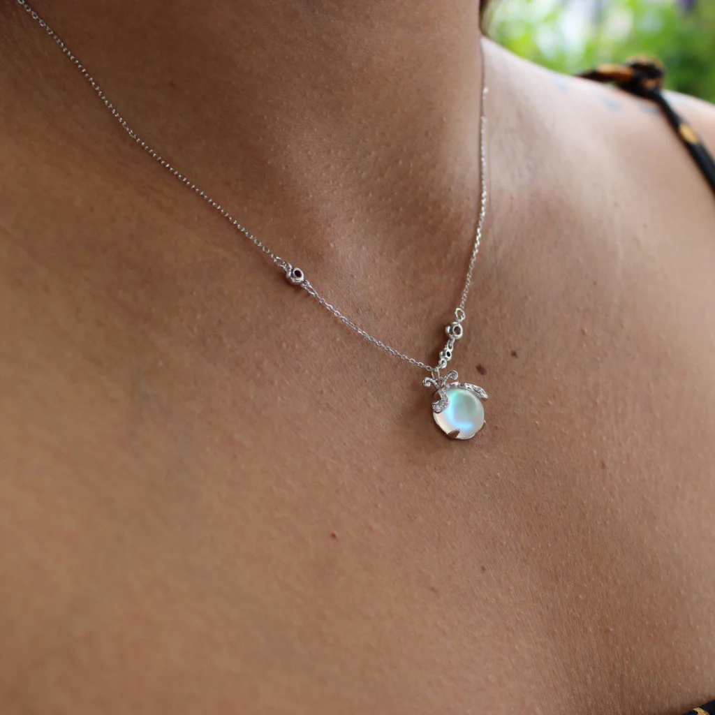 Moonstone Firefly Pendant Necklace Sterling Silver Handmade Gemstone Necklace - Image 4