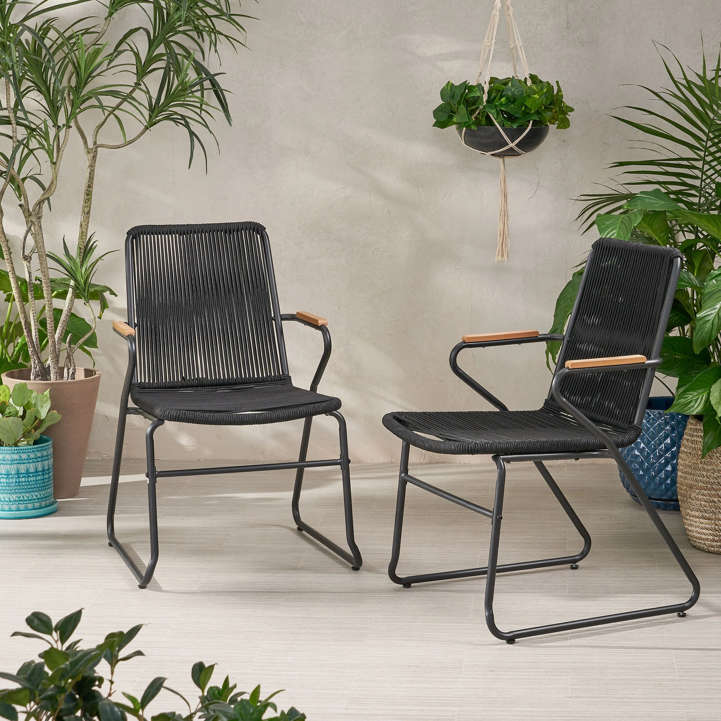 Moonstone Outdoor Club Chair Set with Rope Weave Design - Image 4