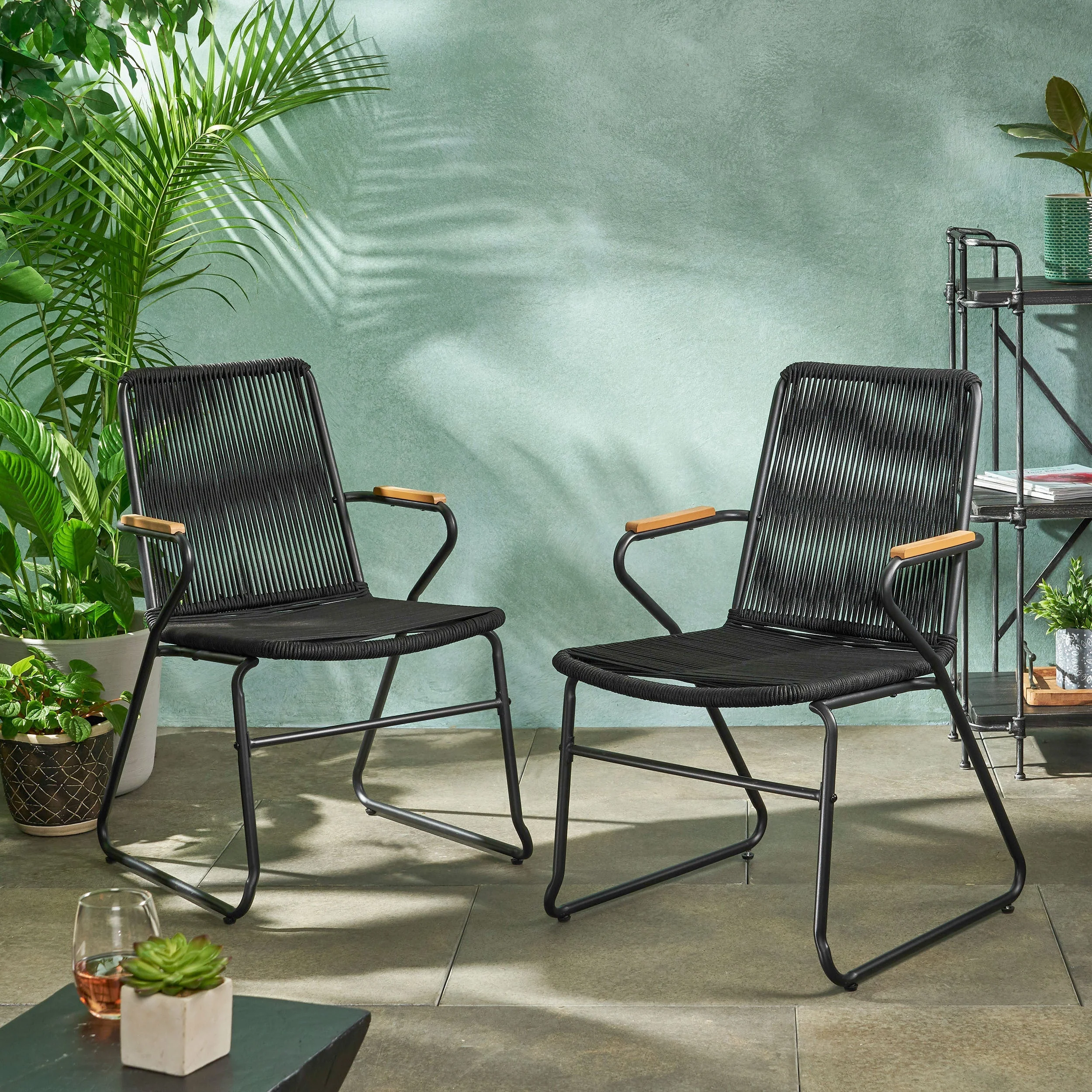 Moonstone Outdoor Club Chair Set with Rope Weave Design - Image 5