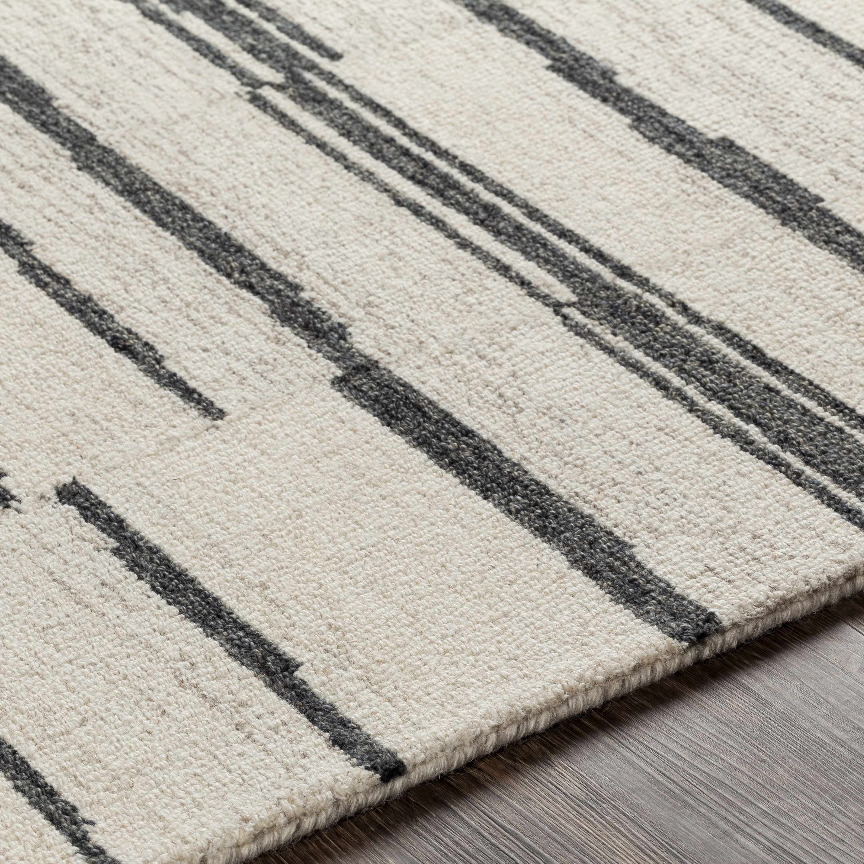 Moorebank Black Striped Wool Rug - Image 13
