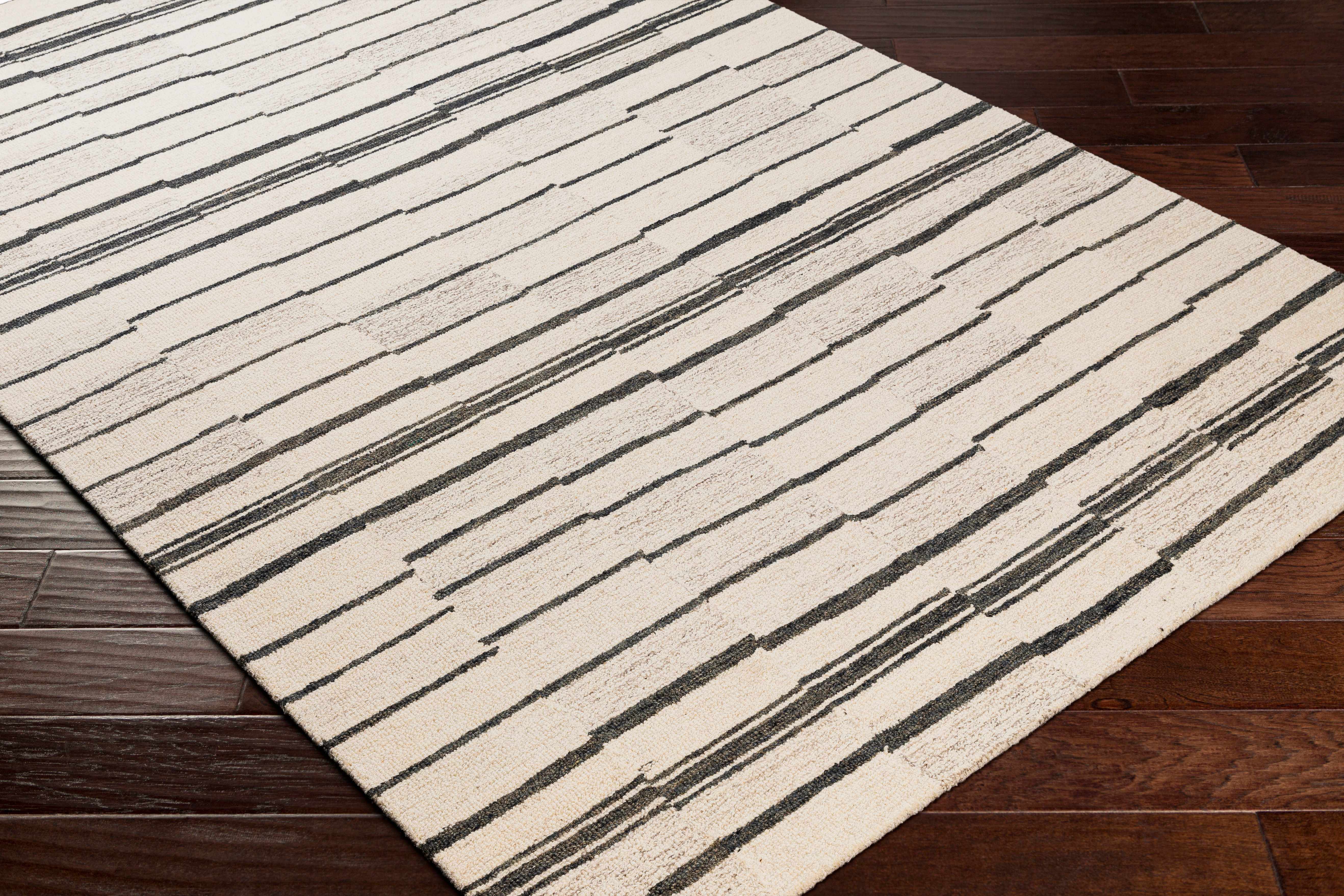 Moorebank Black Striped Wool Rug - Image 16