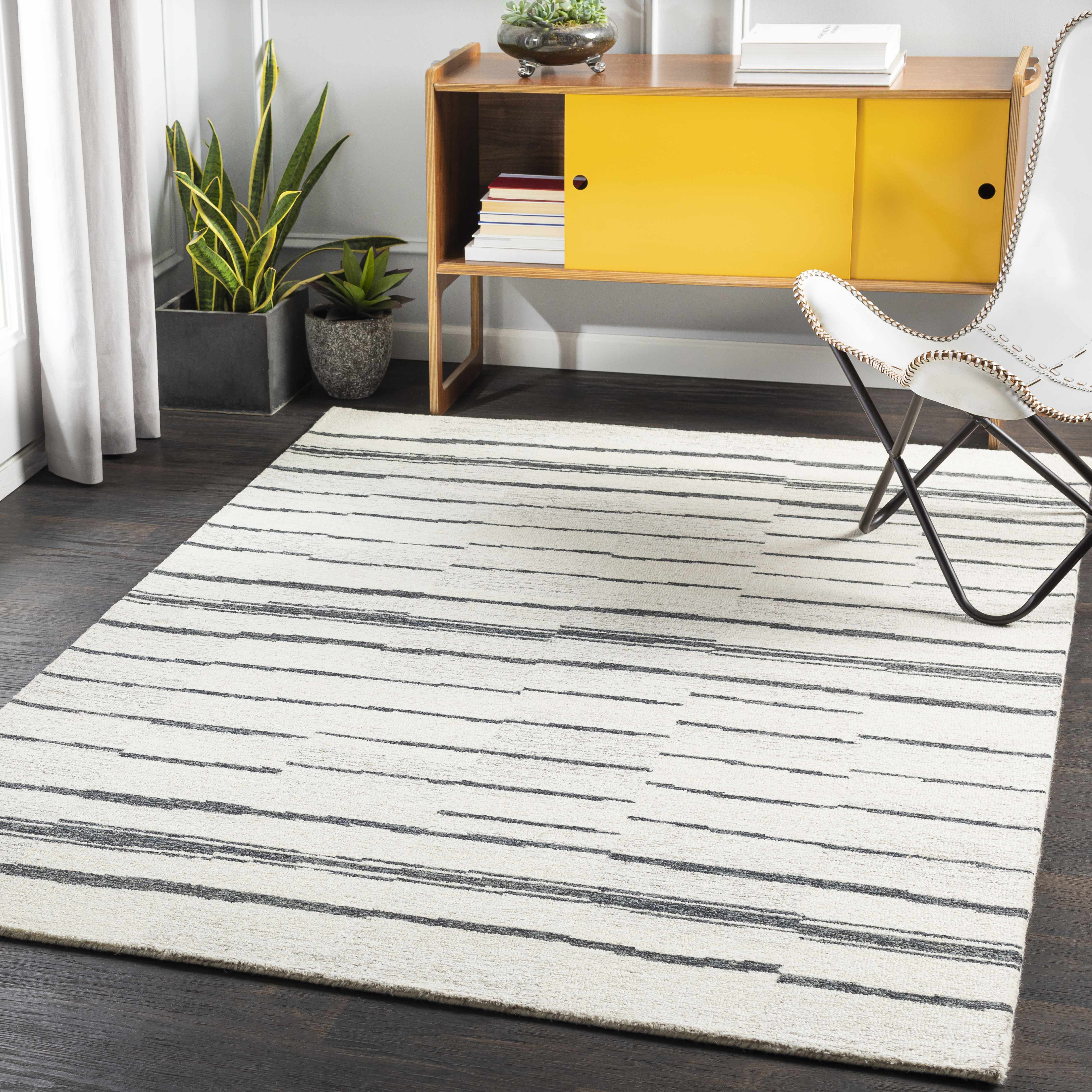 Moorebank Black Striped Wool Rug - Image 2