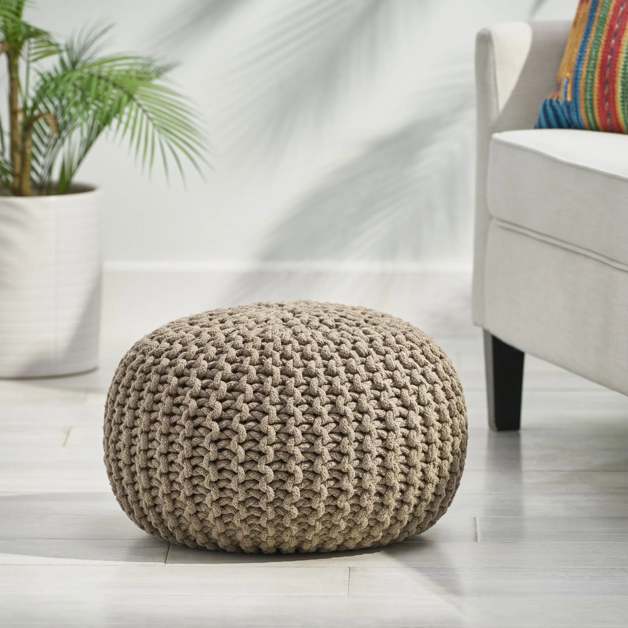 Moro - Knitted Round Pouf With Pumpkin Shape - Image 8